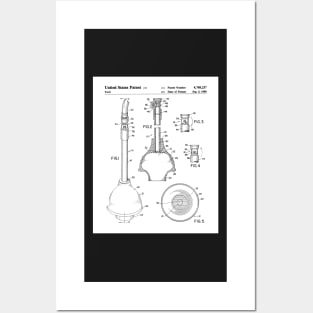 Toilet Plunger Patent - Housewarming Bathroom Art - White Posters and Art